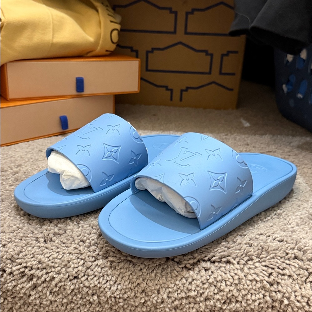 Louis Vuitton Blue Slide Sandals